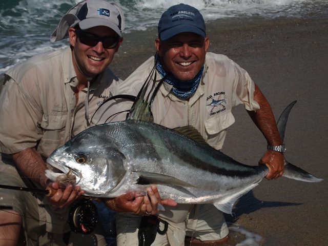 Beach fishing — angler with roosterfish