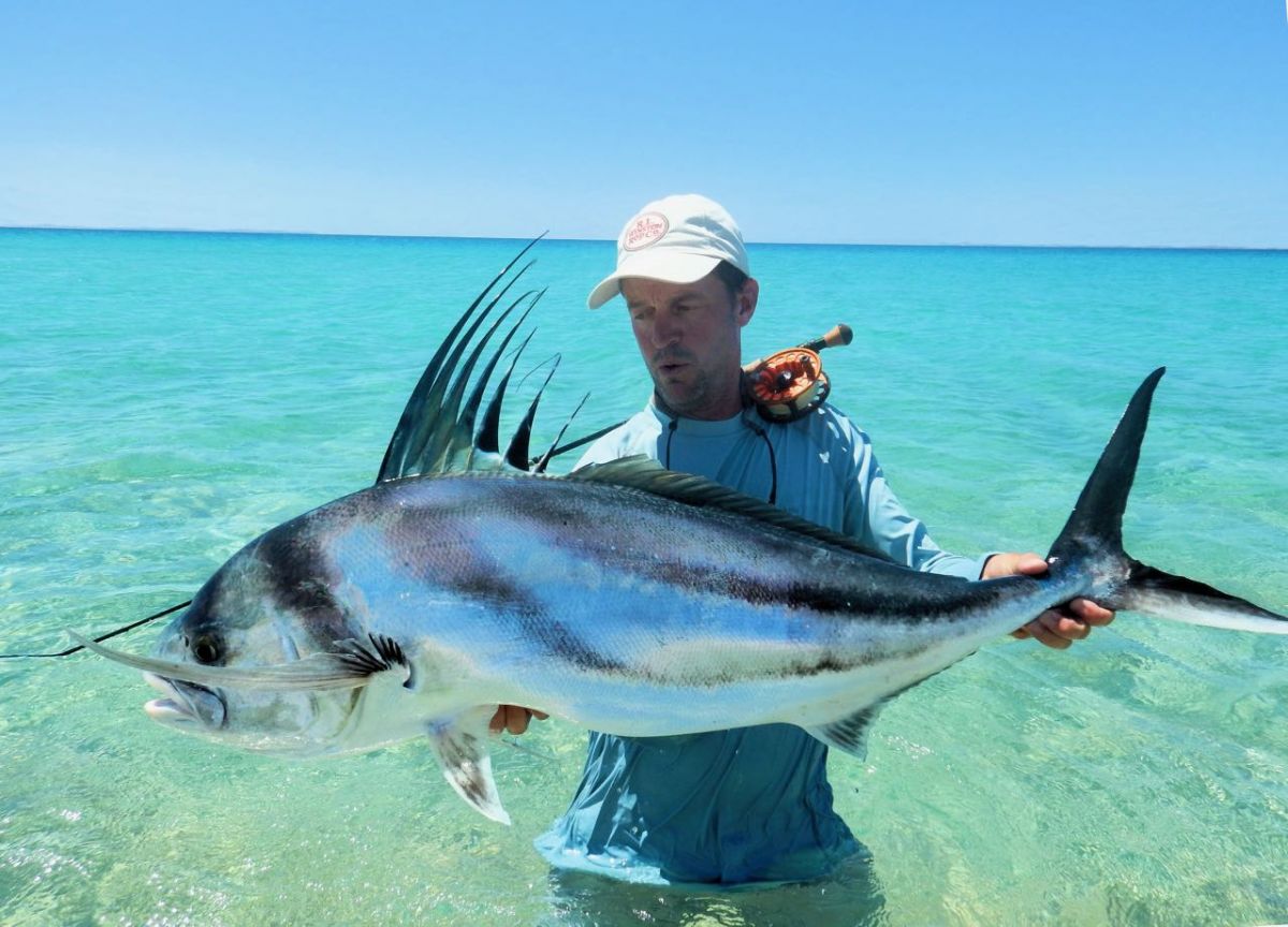 Beach fishing — gear in use